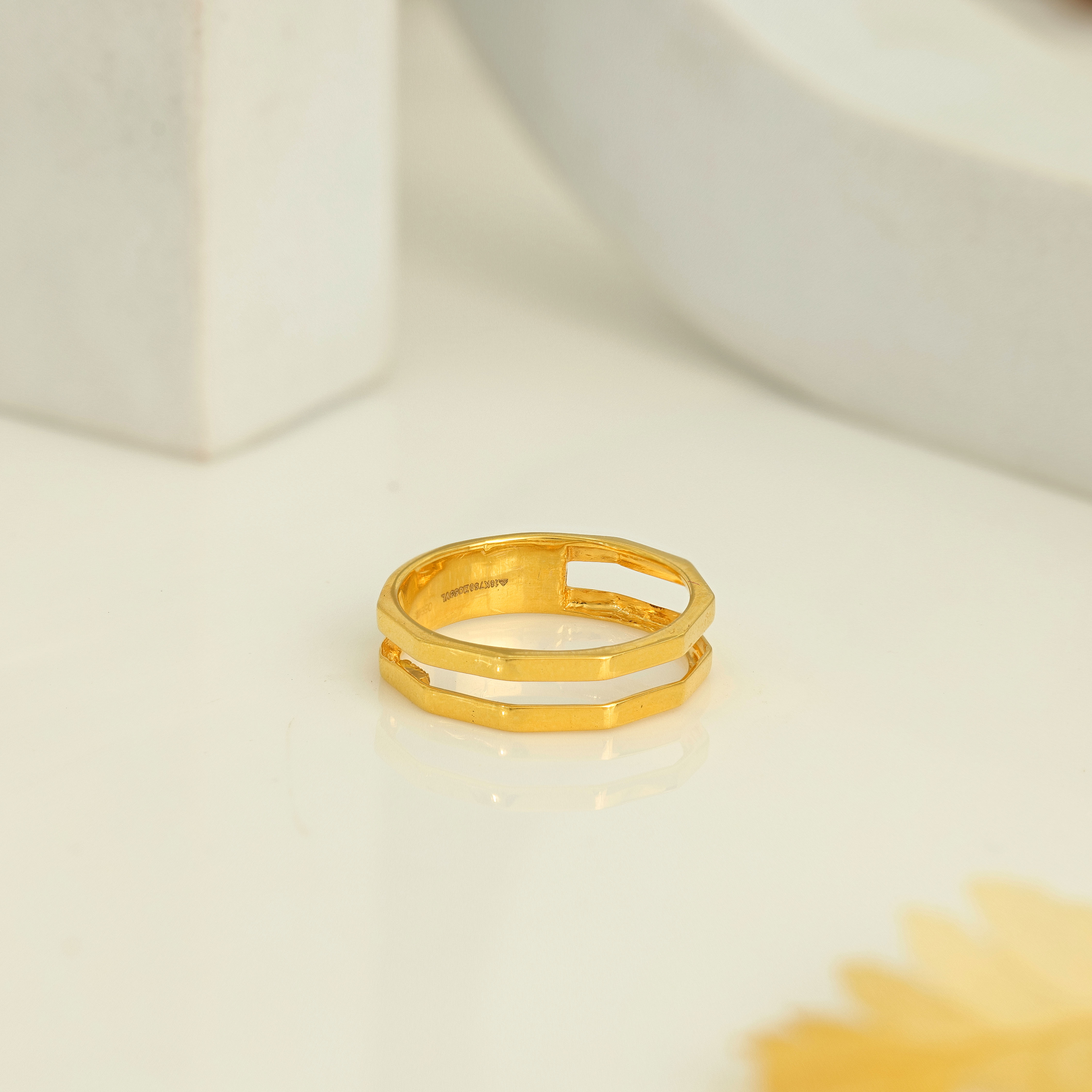 Line Structure Ring Buy Classic Gold Double Line Structured Ring | GRT Jewellers