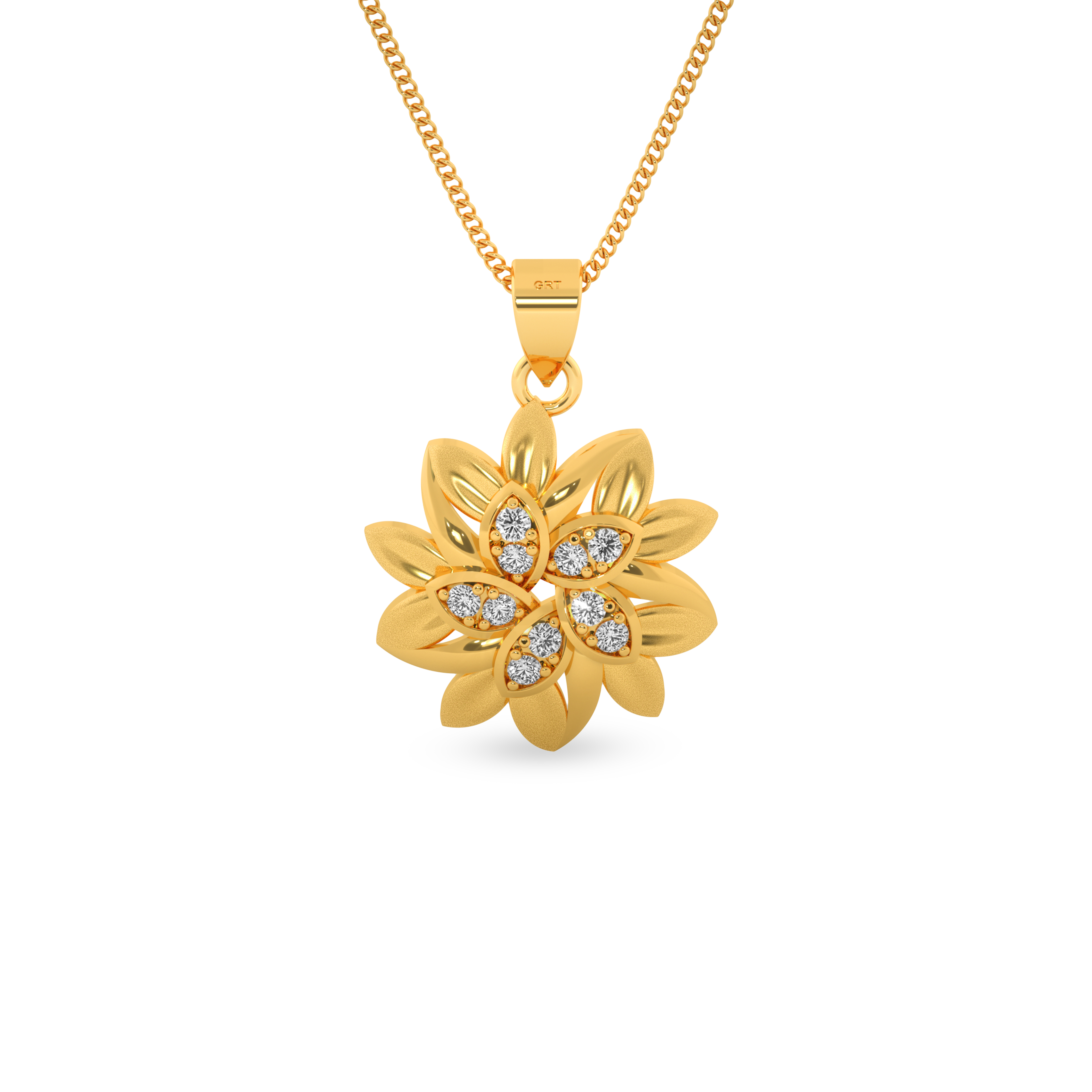Fancy Gold R Flower Buy Charismatic Floral Design Gold Pendant |GRT Jewellers