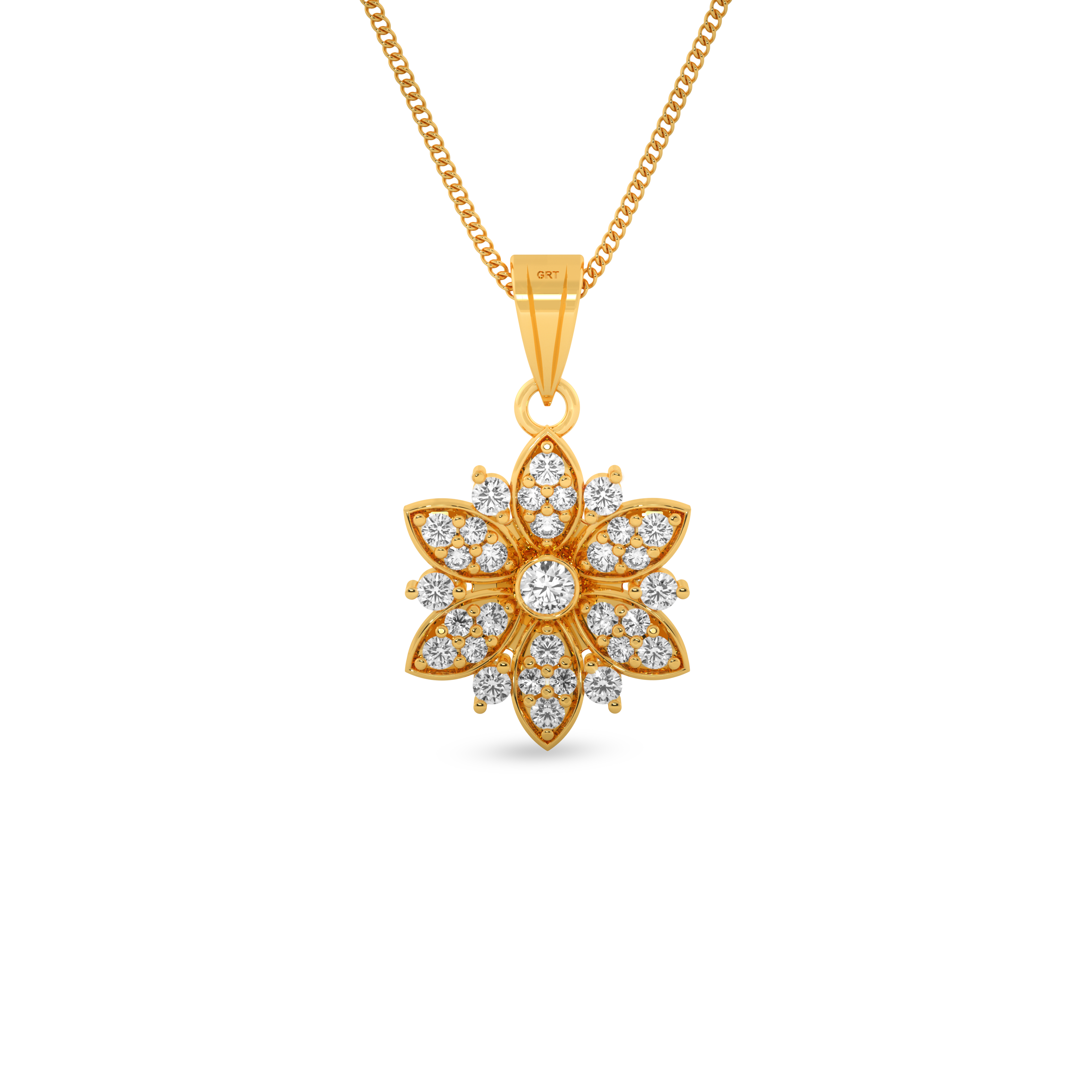 Fancy Gold R Flower Buy Intricate Fancy Floral Gold Pendant |GRT Jewellers