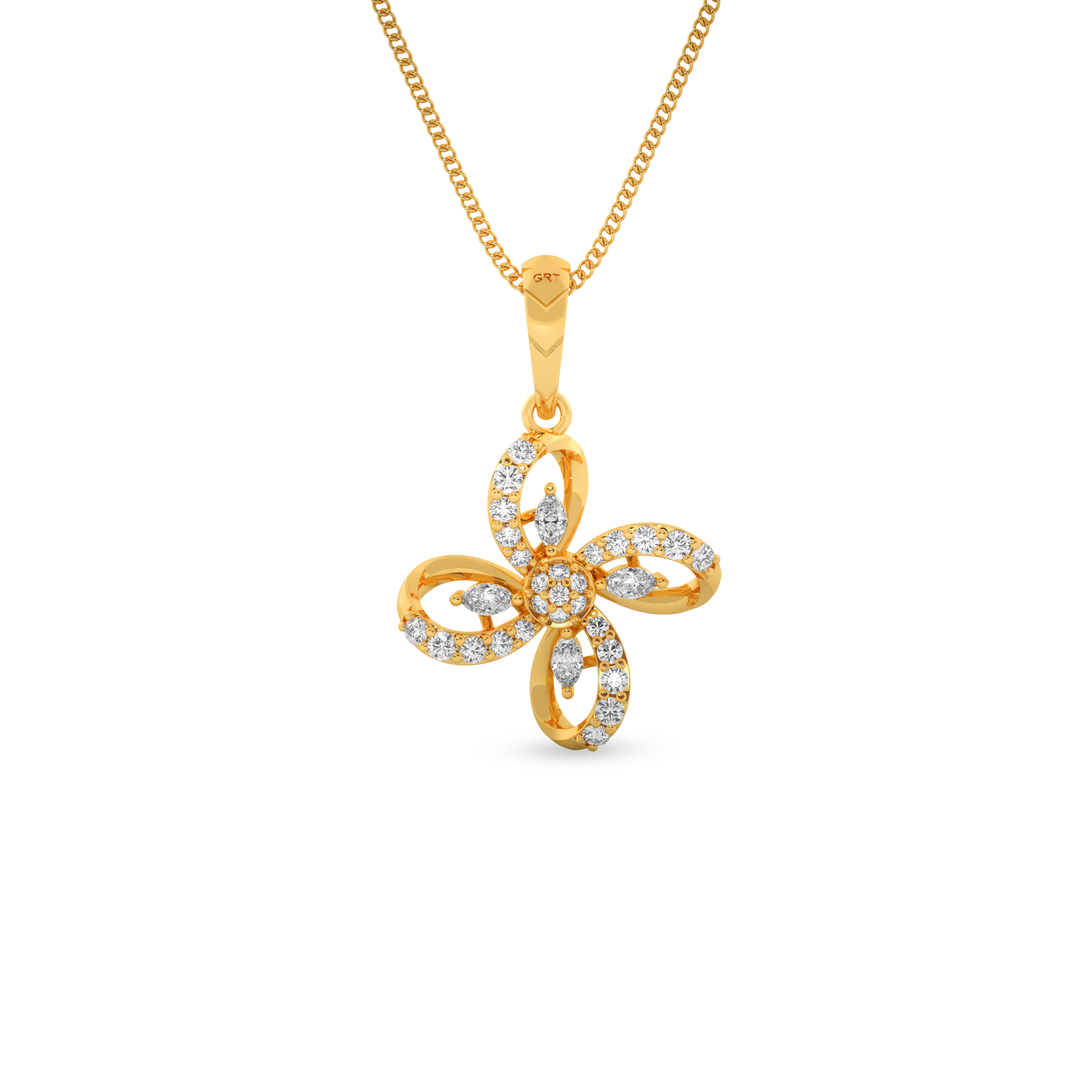 Fancy Gold R Flower Buy Glam Fancy Floral Gold Pendant | Premium Pendants Designs | GRT Jewels