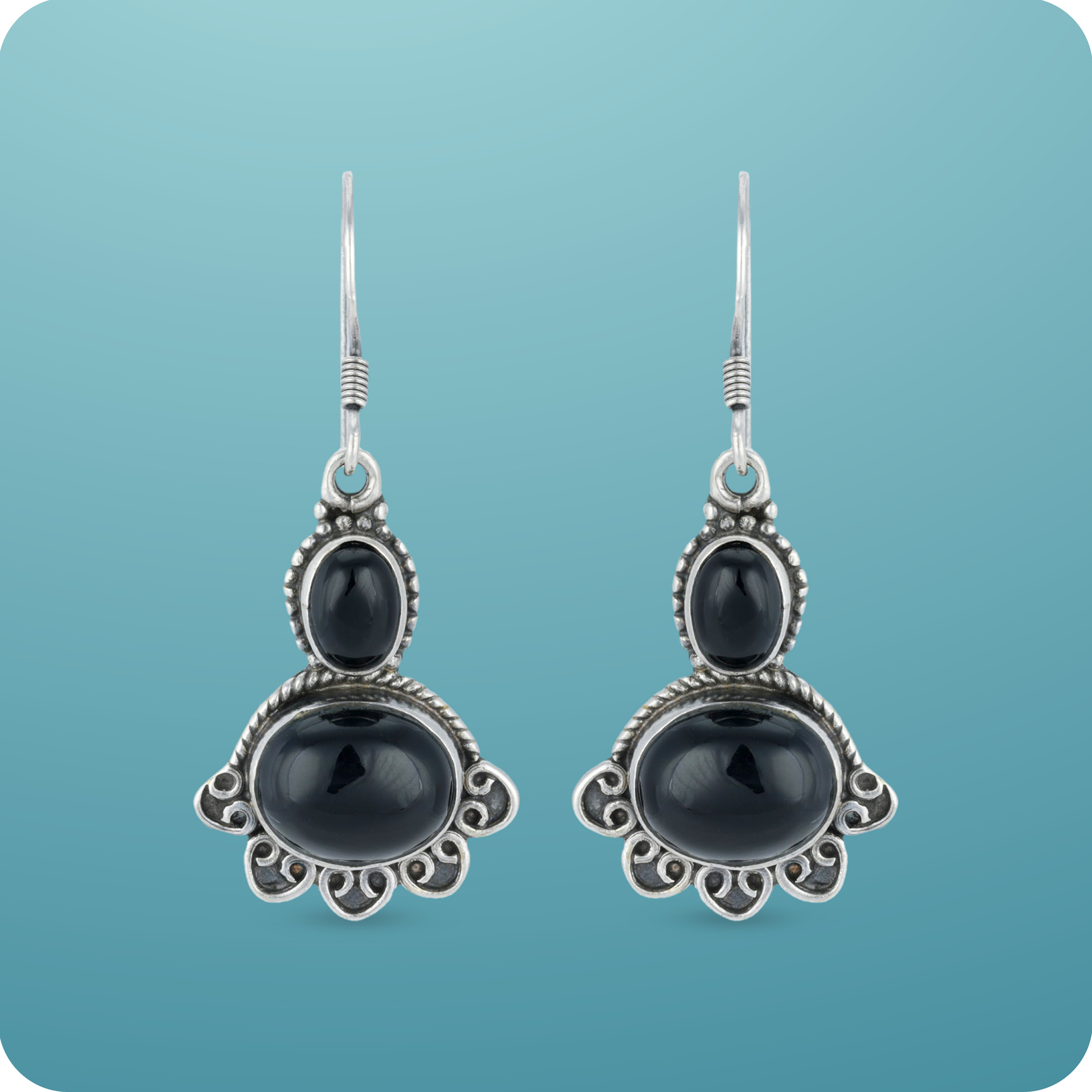 ELLISON & YOUNG Statement Gem Stud Earrings – Faceted Black Stone
