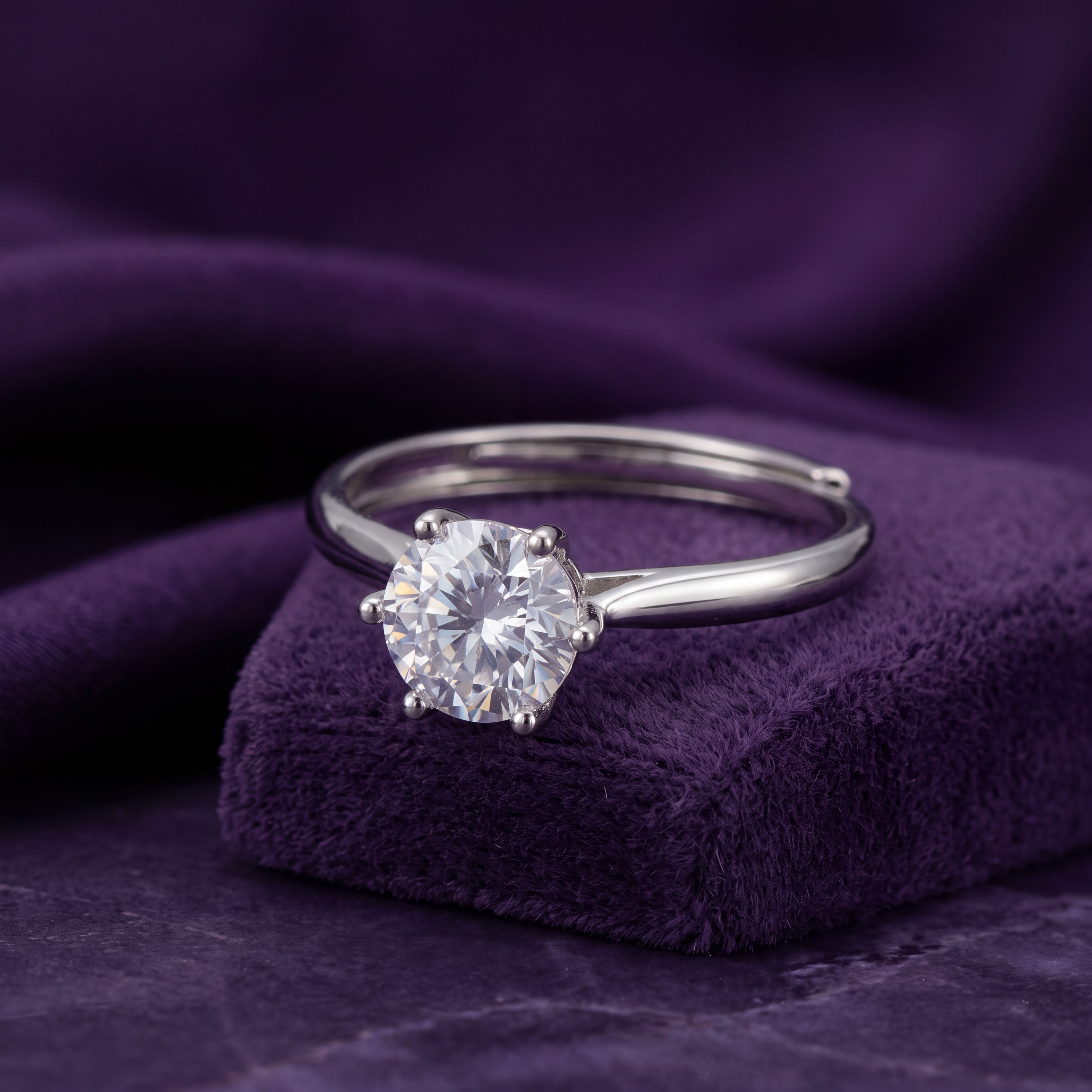 Buy Classic Six-Claw Cubic Zirconia Silver Ring | GRT Jewellers