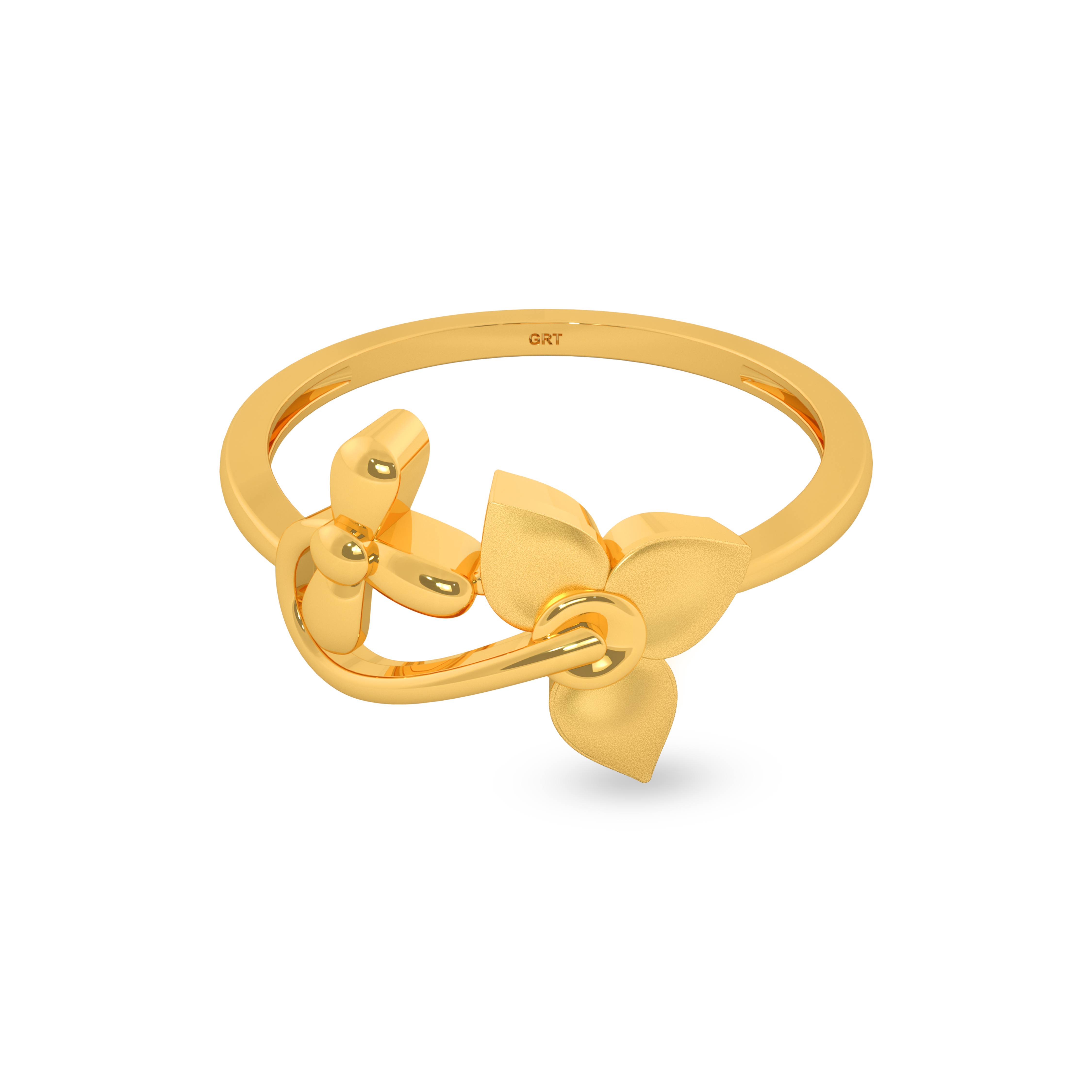 Grt Function Rings Buy Vibrant Twin Floral Gold Ring |GRT Jewellers