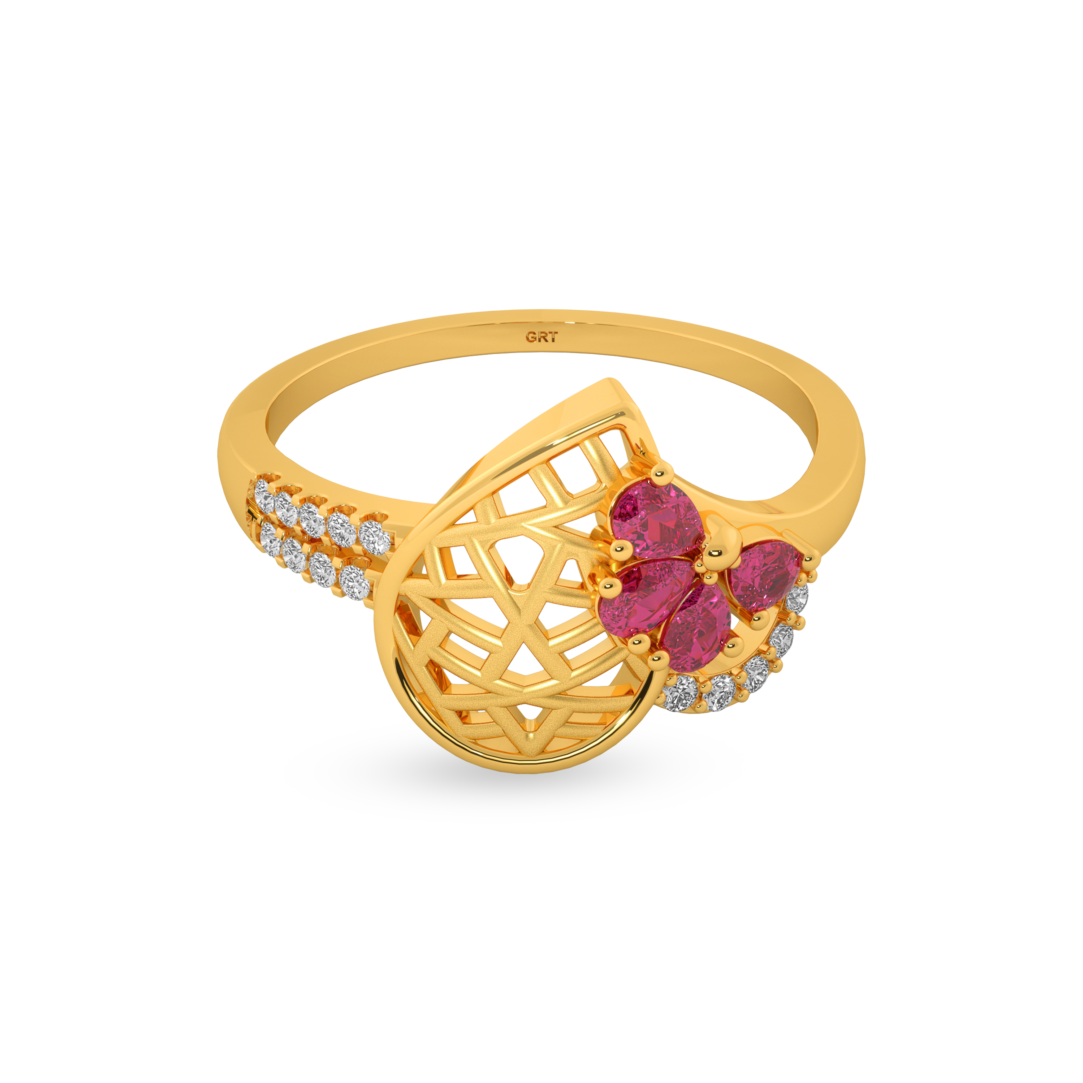 Grt Function Rings Buy Amazing Floral Mesh Gold Ring |GRT Jewellers