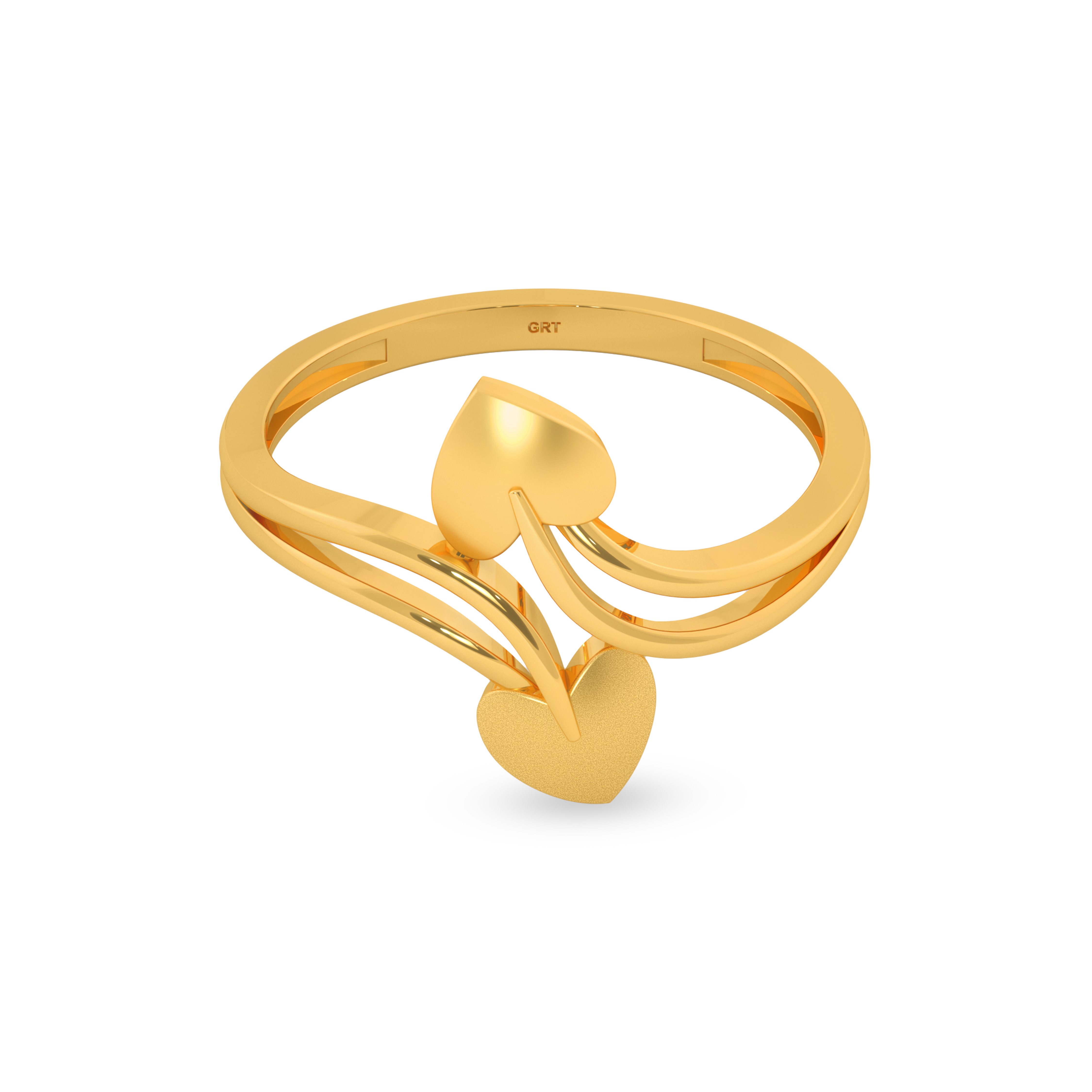 Grt Function Rings Buy Engraved Dual Heartin Gold Rings |GRT Jewellers