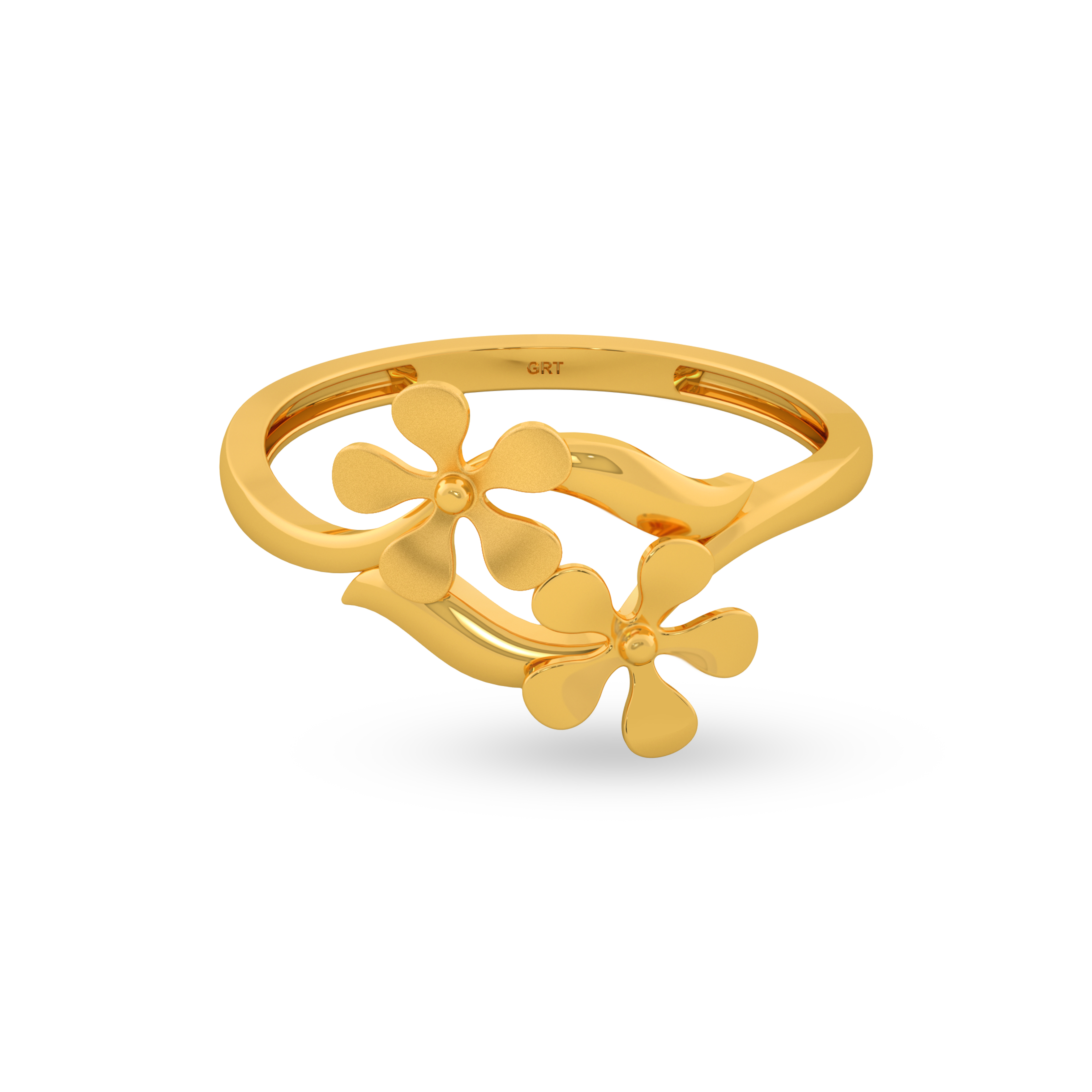 Grt Function Rings Buy Lambent Twin Floral Gold Ring |GRT Jewellers