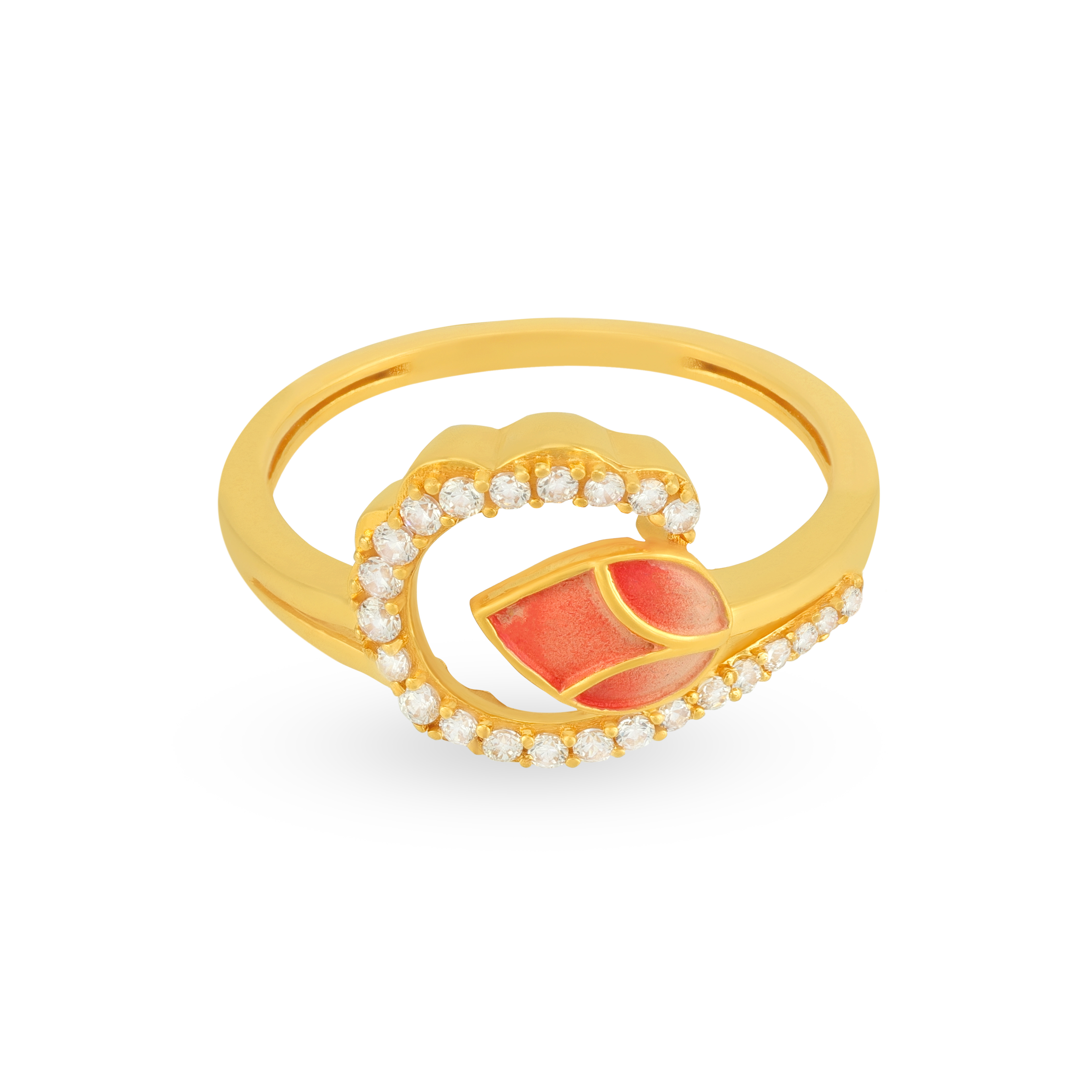 Grt Function Rings Buy Artistic Floral With White Stone Gold Ring |GRT Jewellers