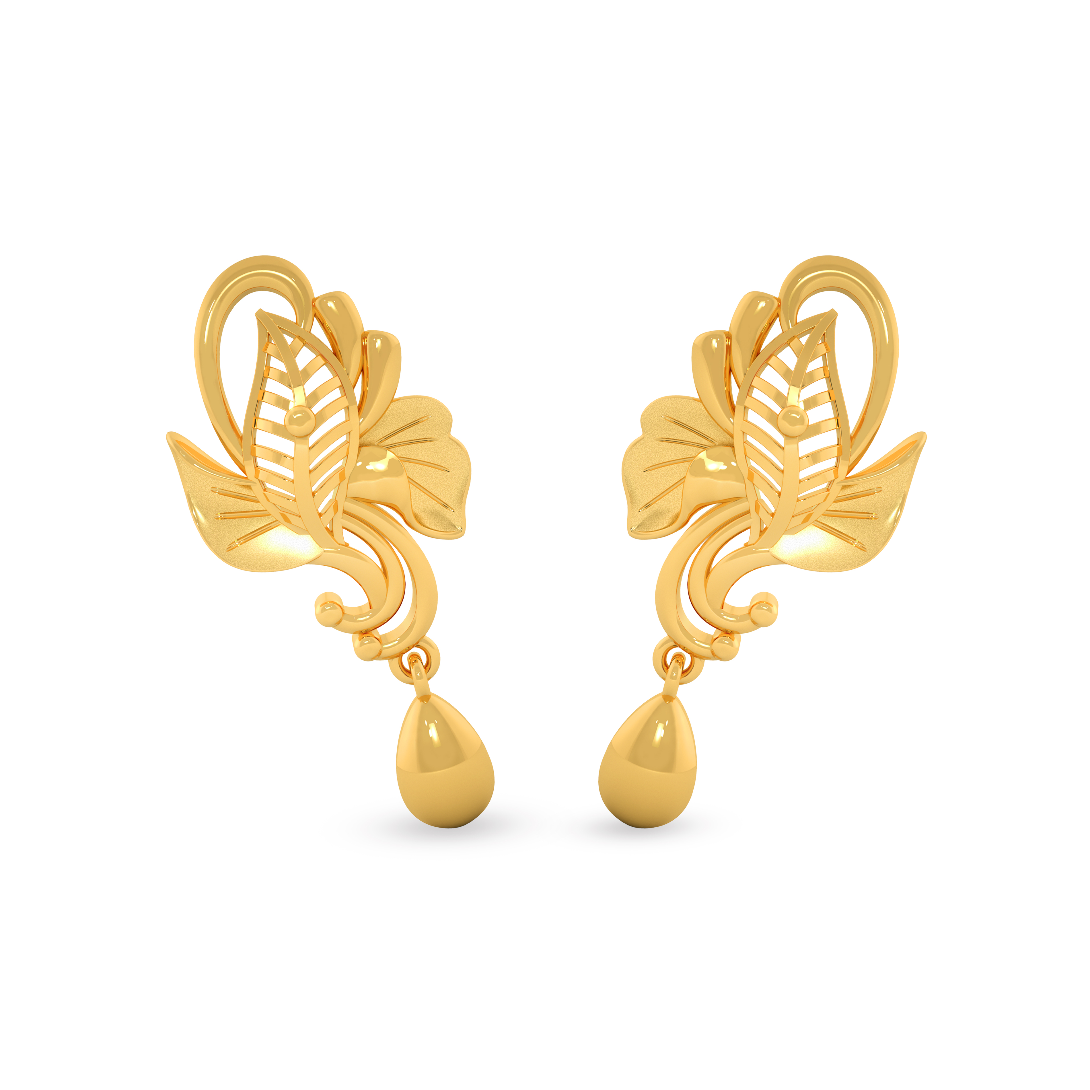 Buy Elegant Leaf Pattern Gold Earring GRT Jewellers — free download