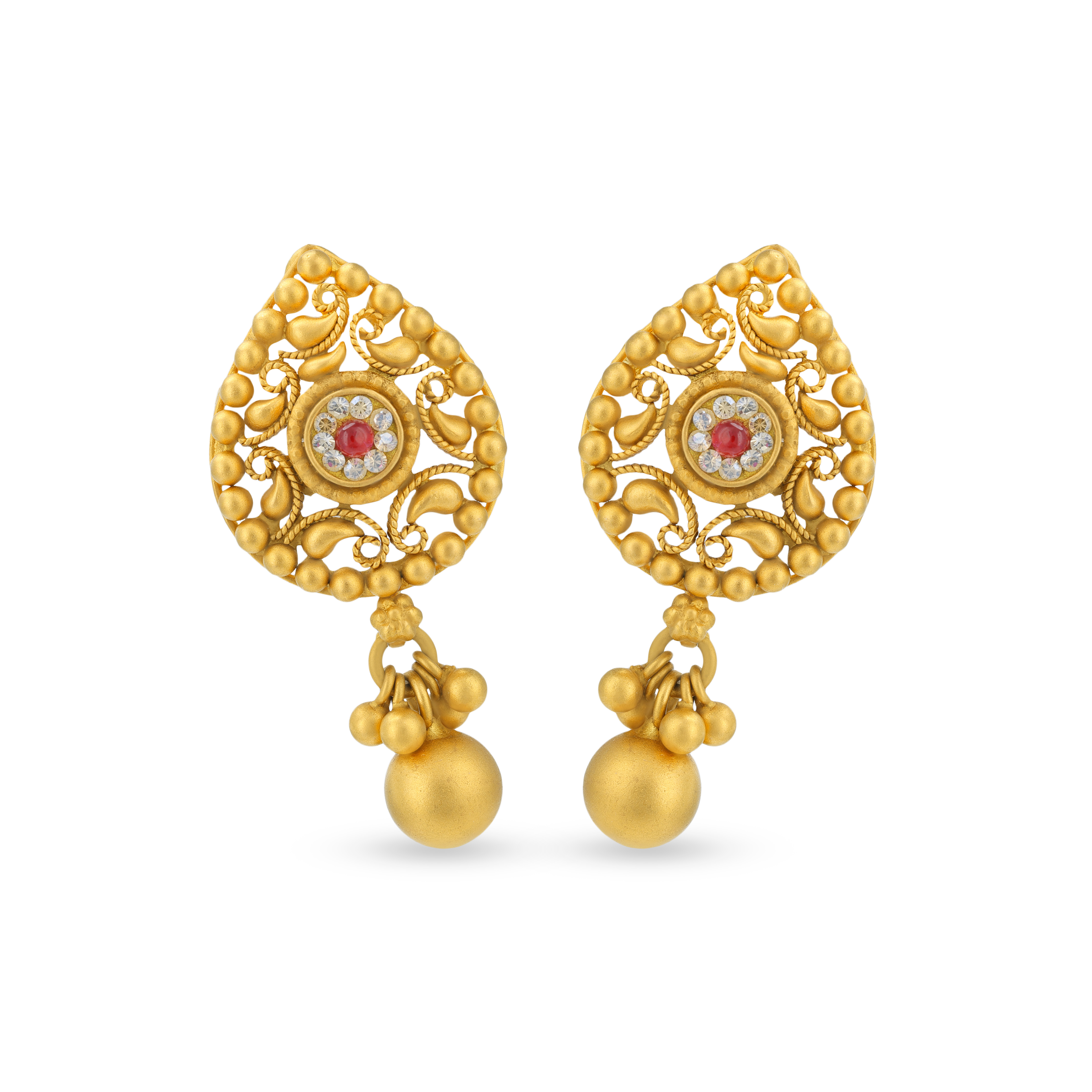 Graceful Paisley Pattern Gold Earrings