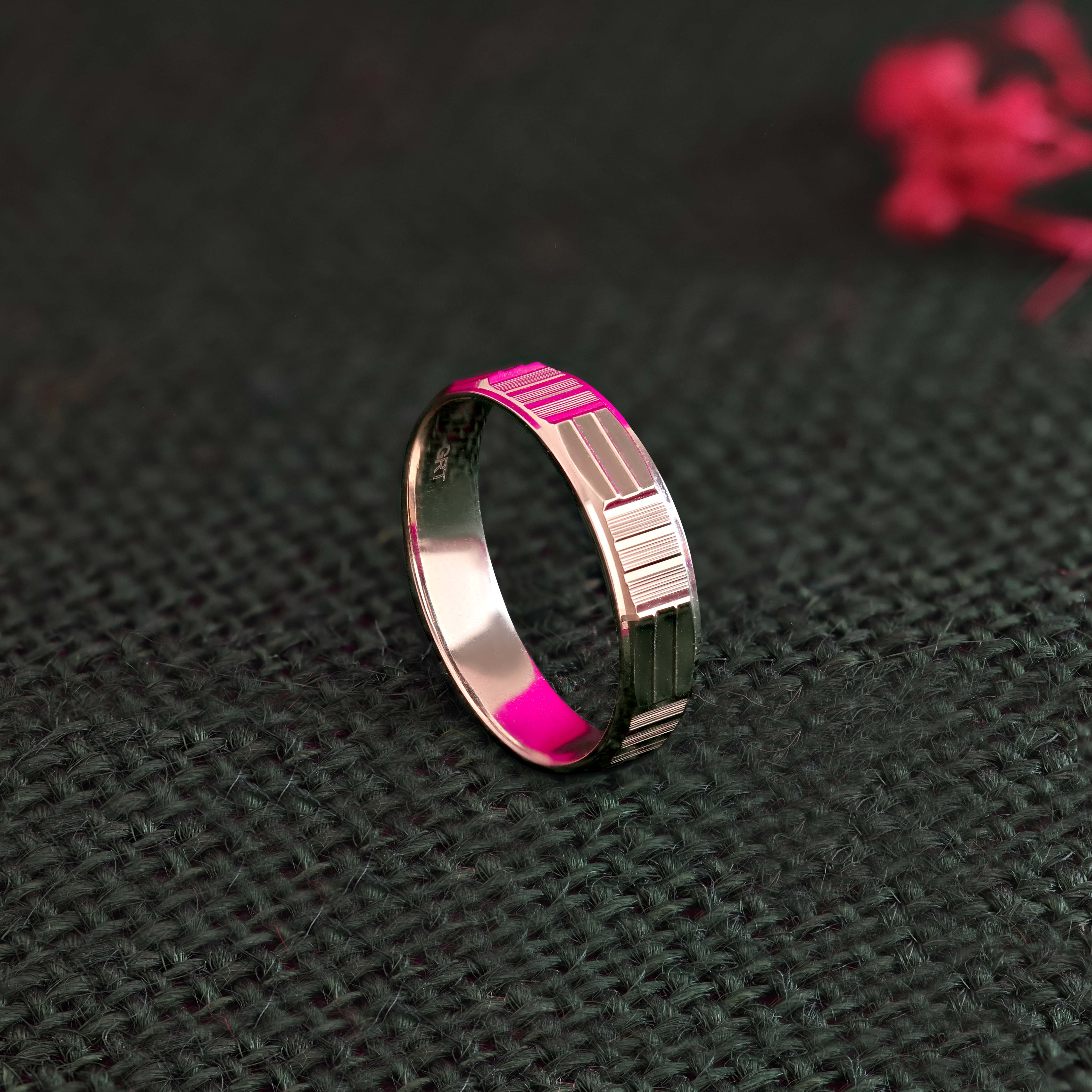 Buy Modern Striped Pattern Platinum Ring|GRT Jewellers