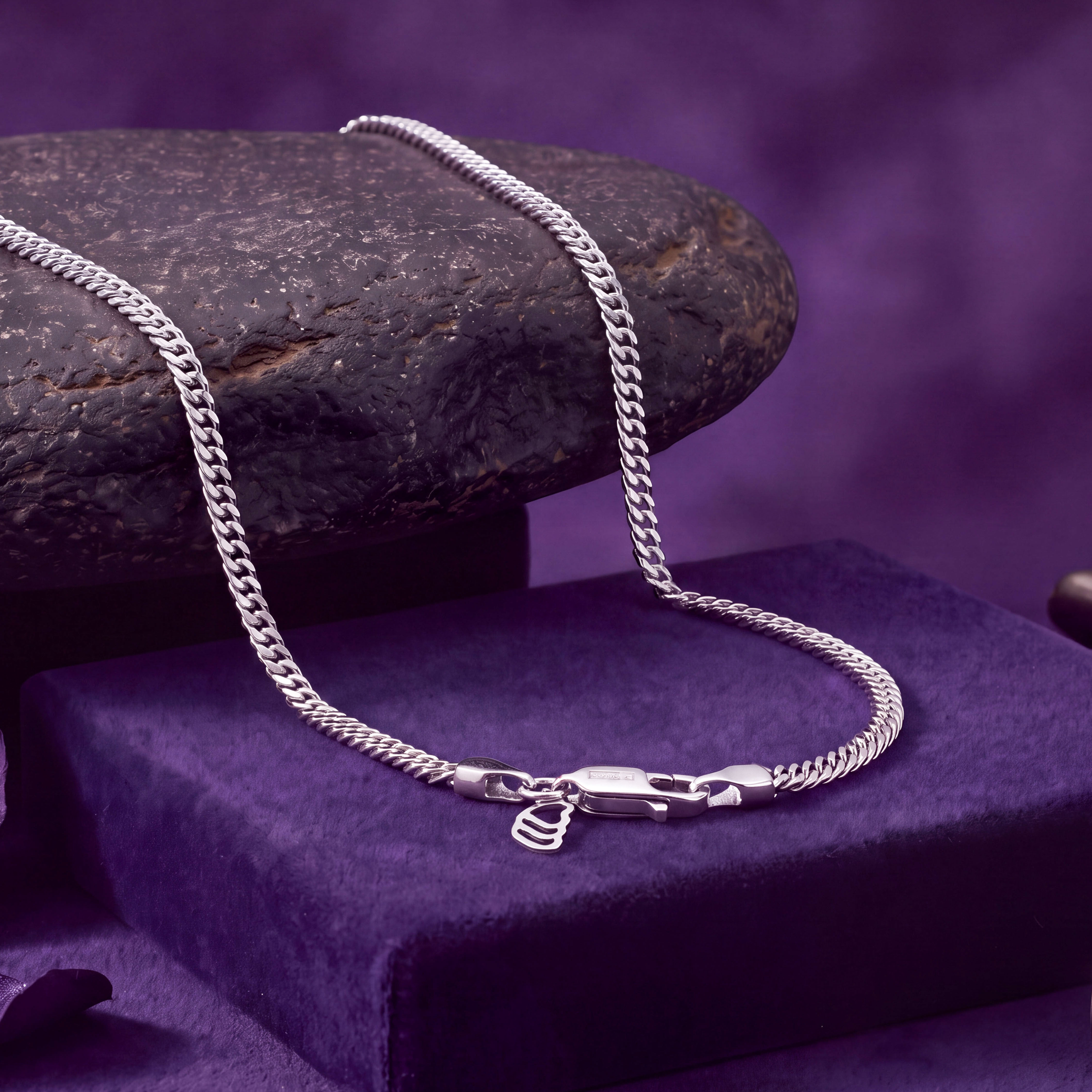 Step Chain Fancy Trendy Buy Minimalist Platinum Curb Chain | GRT Jewellers