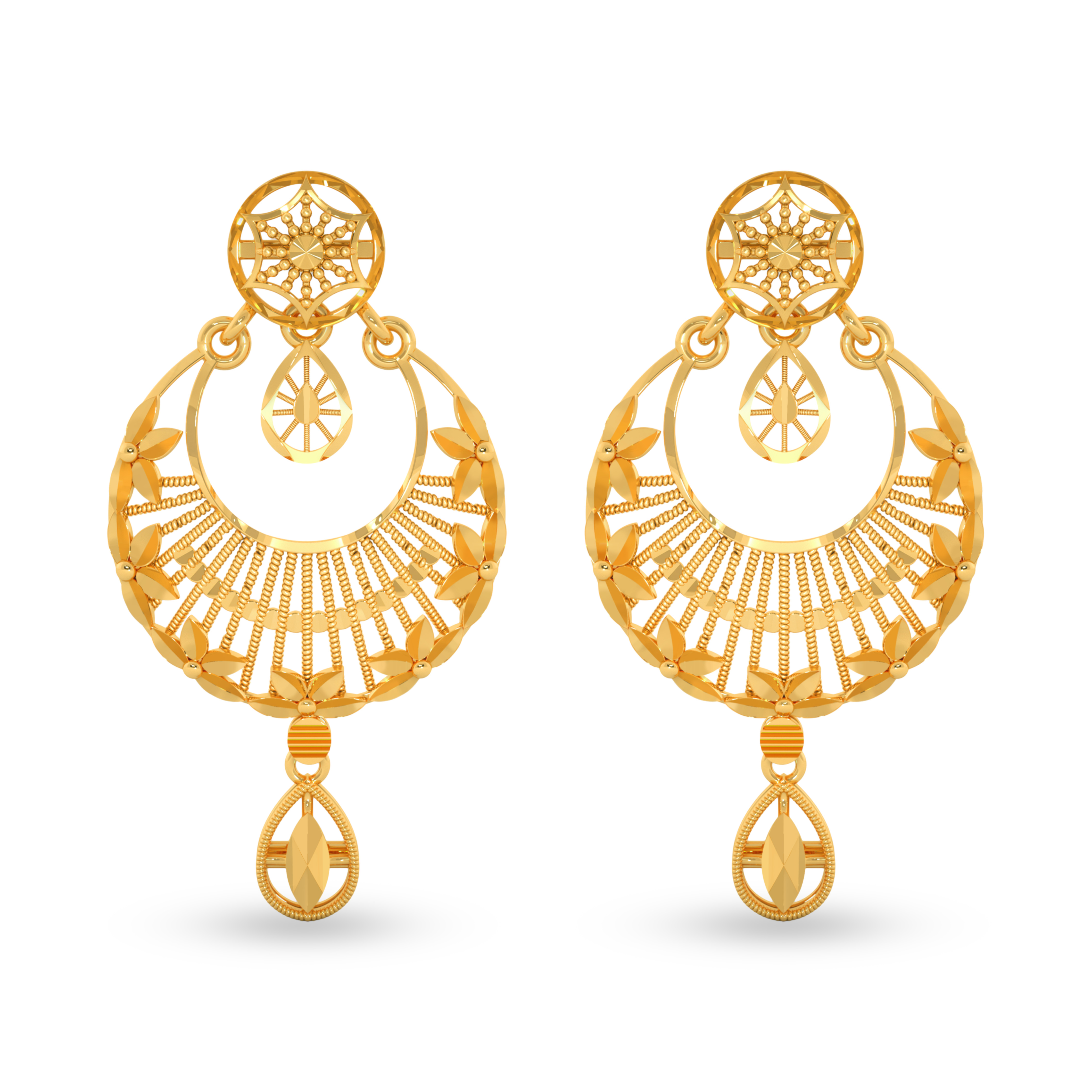 Simplistic Leaf Pattern Gold Earrings
