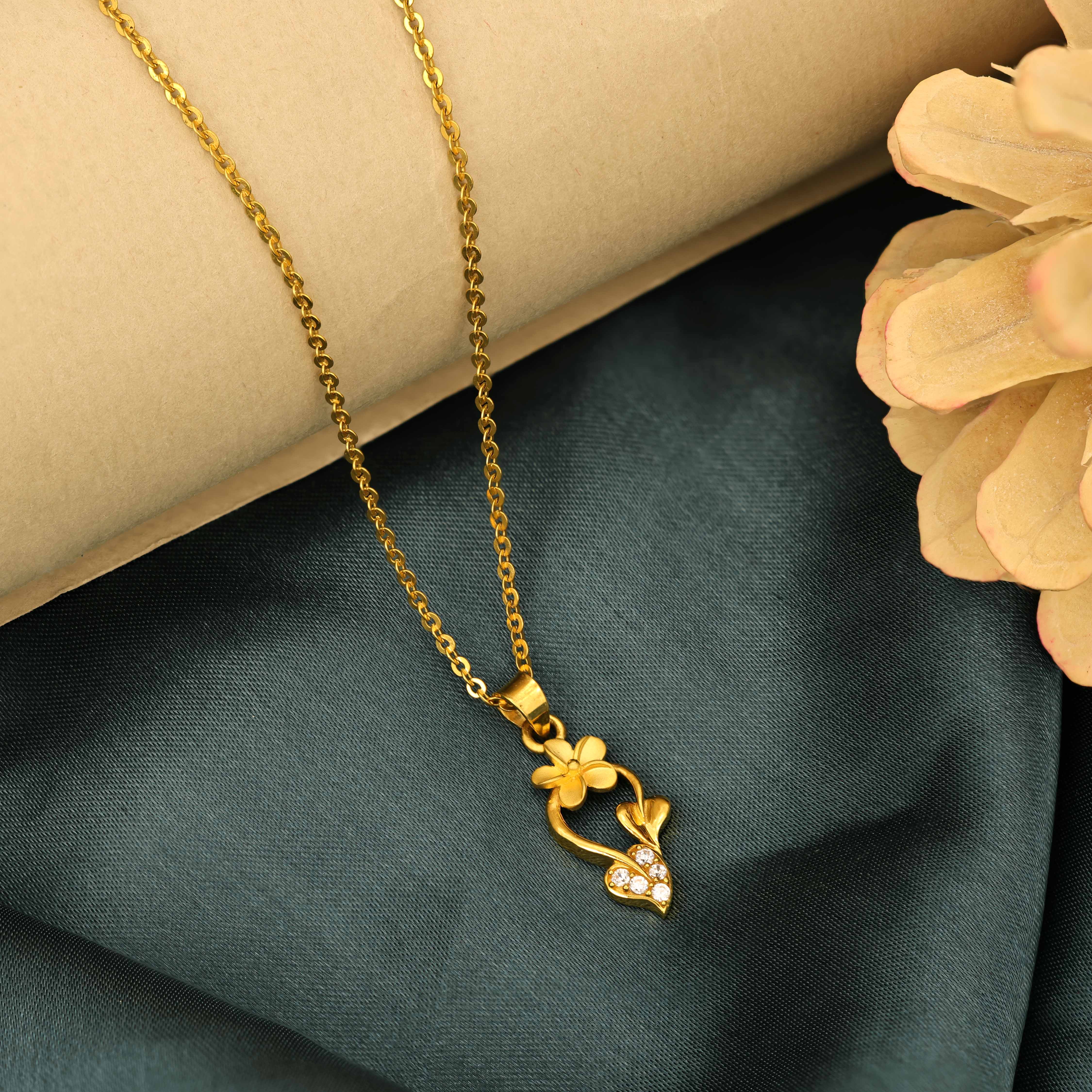 Fancy Gold R Flower Radiant Bloom Floral Gold Pendant