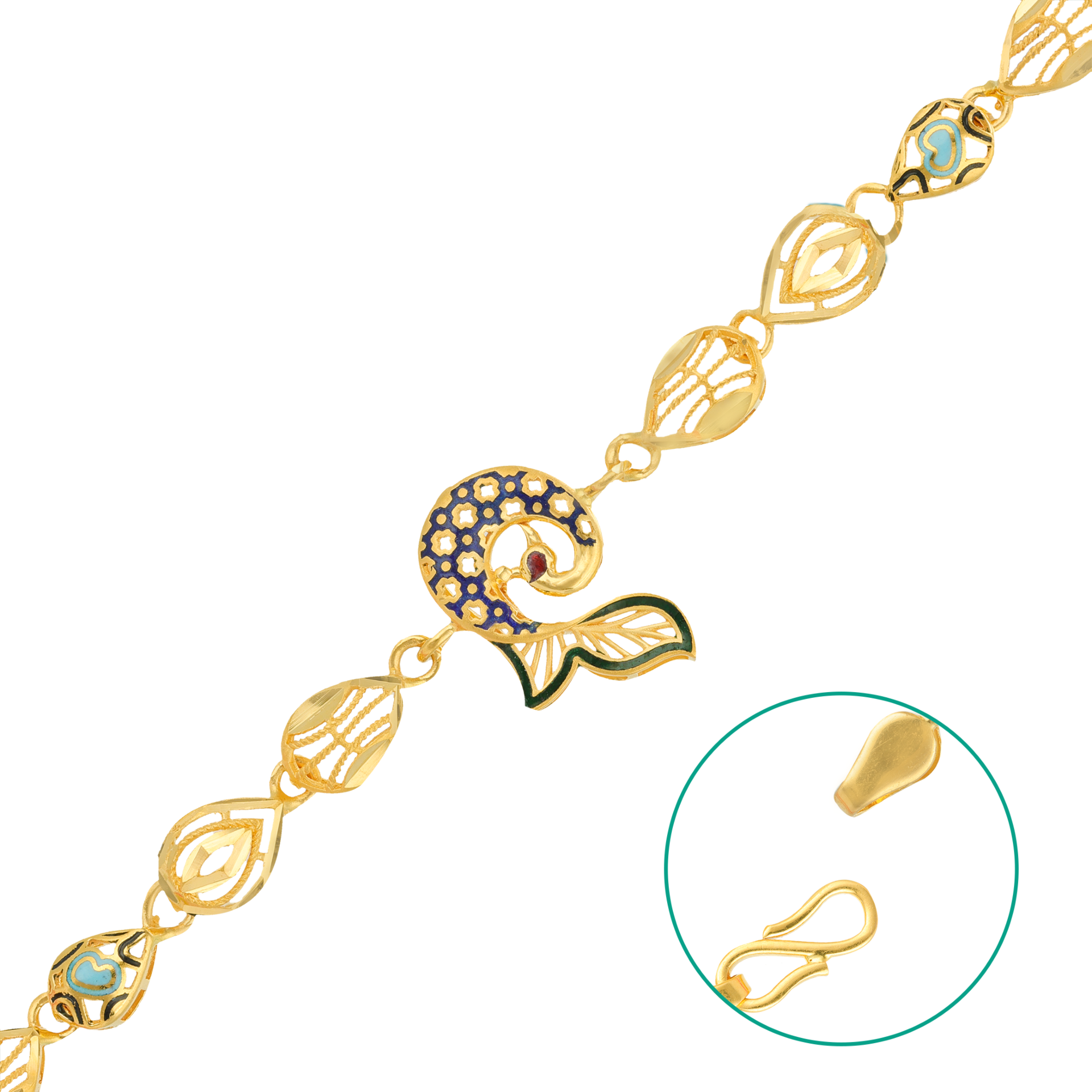 Peacock design online gold bracelet