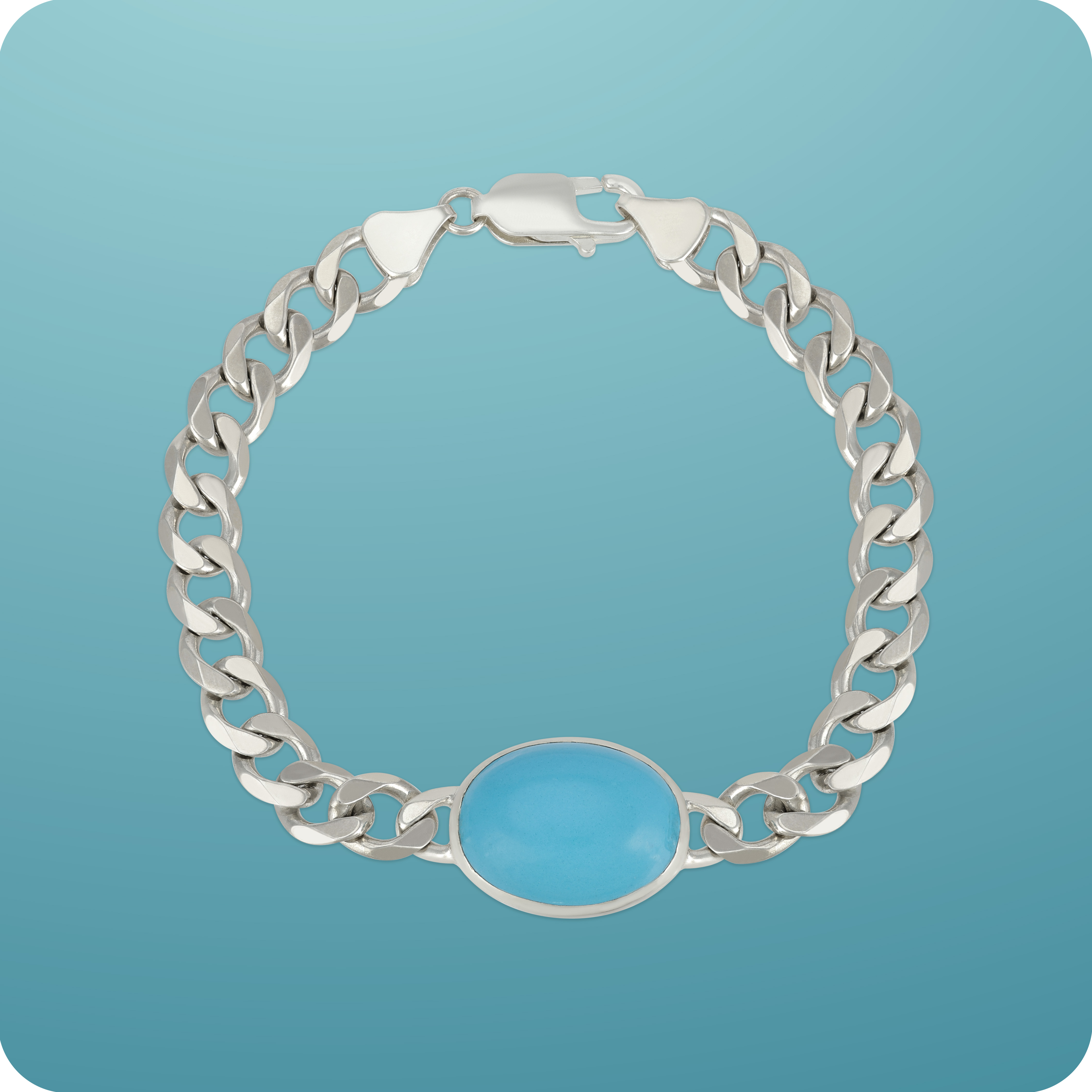 Buy Finest Curb Design Turquoise Stone Silver Bracelets |GRT Jewellers