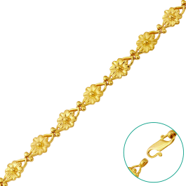 Fascinating Flower Link Type Gold Bracelet