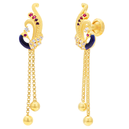 Gorgeous Peacock Color Stone Gold Earrings