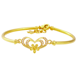 Admirable Heart And Floral Gold Bracelet
