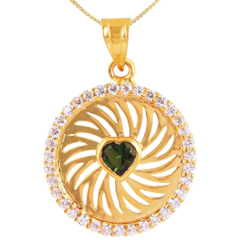 Adorned Green Stone Heart Gold Pendant