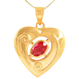 Adoring Heart With Oval Stone Gold Pendants | 135A805677