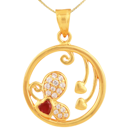 Allure Red Stone Heart And Floral Gold Pendants | 135A806268