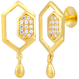 Contemporary Hexagonal Gold Earrings