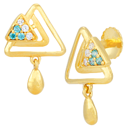Loop Triangle Dual Color Stone Gold Earrings