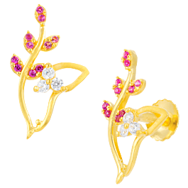 Amazing Sleek Floral Gold Earrings