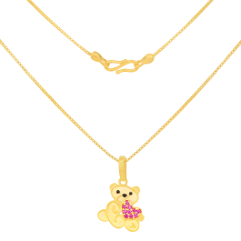 Adorable Cute Teddy Heart Gold Necklaces