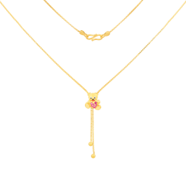 Pretty Teddy Bear with Drops Gold Necklaces