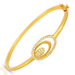 Stylish Oval Stone Studded Pattern Gold Bracelets