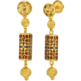 Antique Enamel Textured Gold Earrings