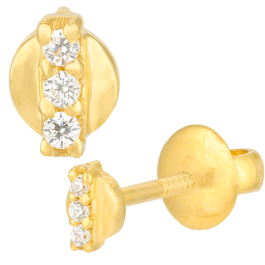 Perfect Triple Stone Gold Earrings