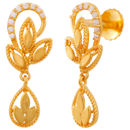 Artsy Leaf Pattern Gold Earrings