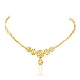 Elegant Semi Floral Gold Necklace