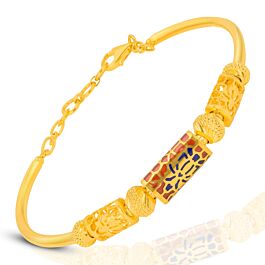 Finest Cylindrical Floral Enamel Coated Gold Bracelets