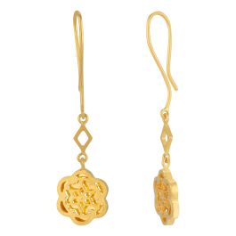 Shimmering Single Floral Gold Earrings