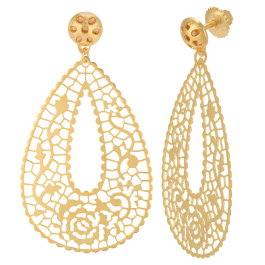 Modernized Floral Design Gold Earrings