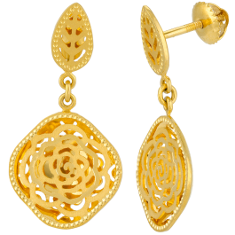 Sun Touch  Hanging Gold Earrings