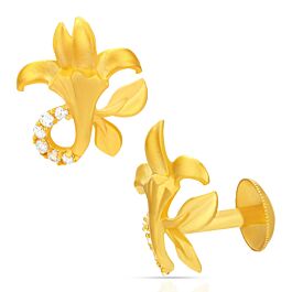 Pretty Single Floral Gold Earrings