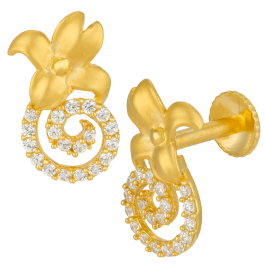 Twinkling Swirl Floral Gold Earrings