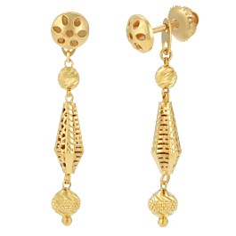 Twin Ball Beads Dancing Gold Earrings