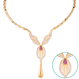 Stunning Pink Stone Gold Necklace