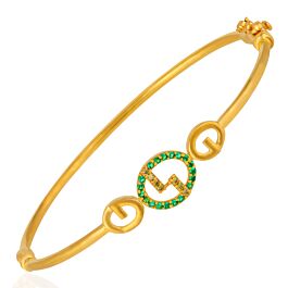 Alluring Oval Green Stone Gold Bracelet