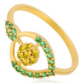 Ethereal Floral Green Stone Gold Ring - Trinka Collection