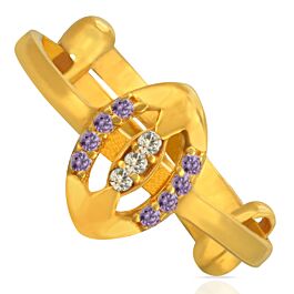 Splendid Dual Stoned Adjustable Gold Ring - Trinka Collection