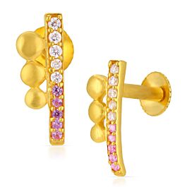 Glittering Multi Stone Gold Earrings