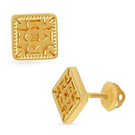 Fashionable Square Shaped Gold Earrings