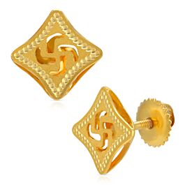 Traditional Swasthik Pattern Gold Earrings