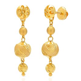 Sparkling Floral Beaded Drops Gold Earrings